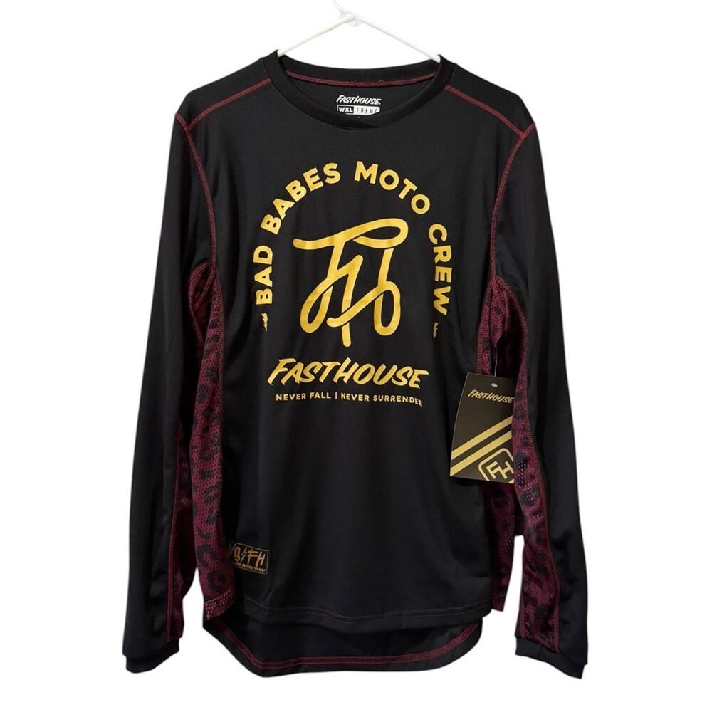 FastHouse Threads Women‎ Size WXL Grindhouse Golden Script Jersey Black NWT